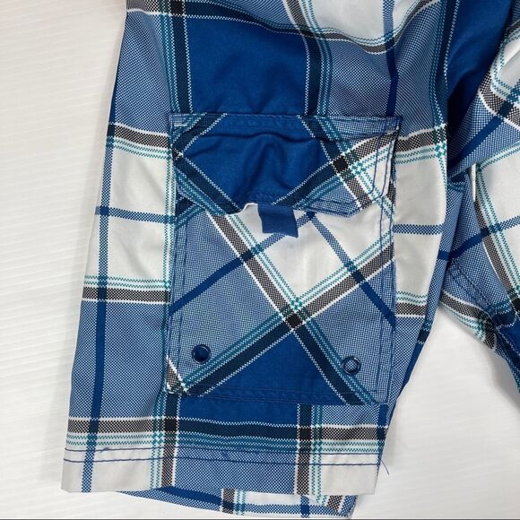 Bud Light Beer Swim Trunks Board Shorts Blue Plaid Men's Size Large - Picture 5 of 10